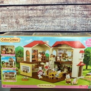 Calico Critters Red Roof Country Home & Snow Rabbit Family